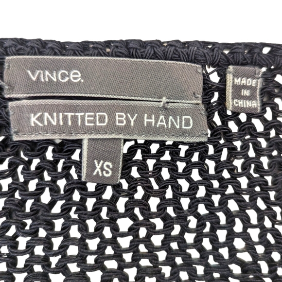 Vince Open Stitch Pullover Sweater Womens XS Black Long Sleeve Quiet Luxury - Picture 10 of 10